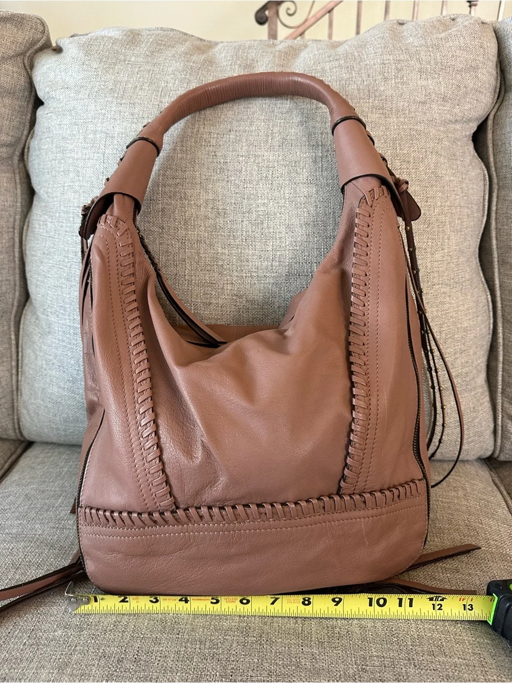 orYANY Mauve/Rose Braided-Trim Hobo Shoulder Bag